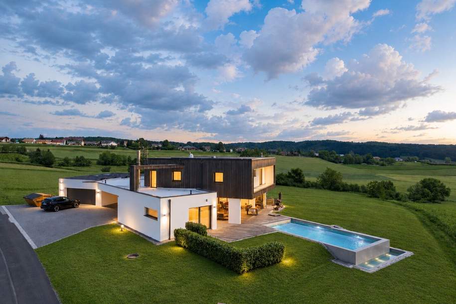 Ein Leben mit Weitblick – exklusives Architektenhaus mit Infinity-Pool und einzigartigem Burgpanorama, Haus-kauf, 959.000,€, 7542 Güssing
