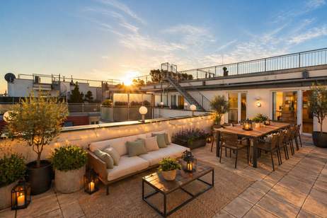 PENTHOUSE MIT WEITBLICK I Mariahilfer Straße I ca.100 m² TERRASSE I Klimaanlage & Fußbodenheizung I U-Bahn Nähe I 7-Zimmer und 3 Bäder, Wohnung-kauf, 1.880.000,€, 1060 Wien 6., Mariahilf