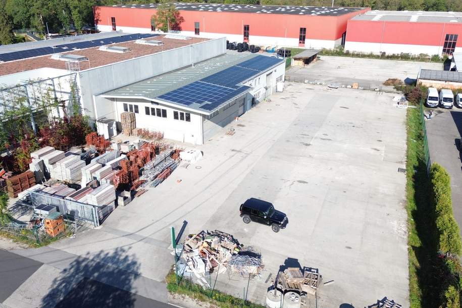 Gewerbeobjekt mit ca. 600 m² Halle und 100 m² Büro 2200 m² asphaltierte 'Aussenfläche, - mit 1,5-t-Krananlage /Waschplatz und Ölabscheider, Gewerbeobjekt-miete, 4060 Linz-Land
