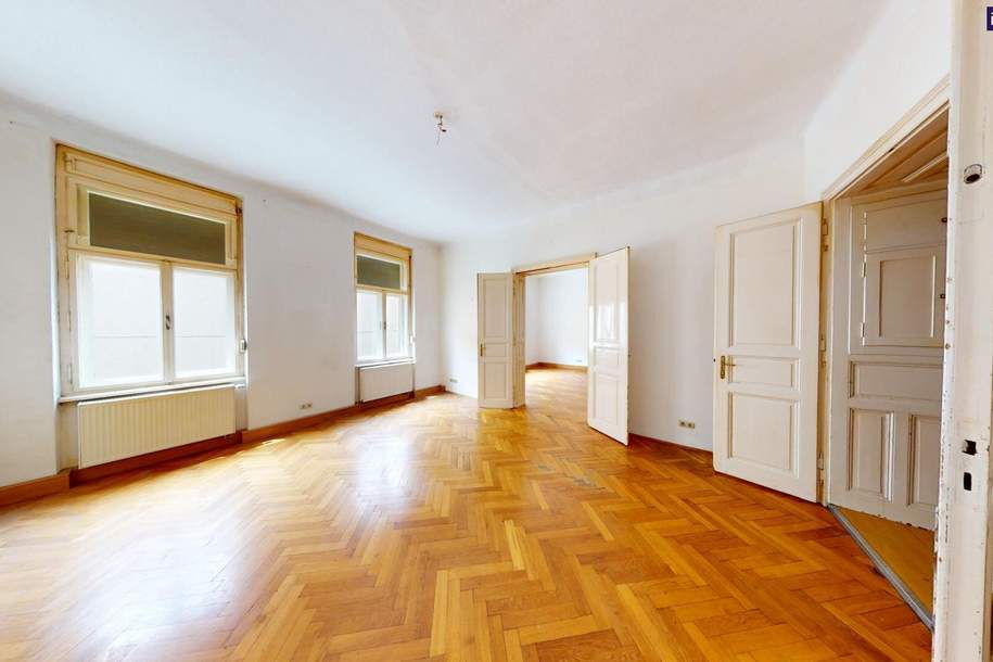 ALTBAU AT ITS BEST: Mitten in St. Leonhard in der Nähe der TU Graz! 4 Zimmer, Innenhofbalkon &amp; wunderschöner Fischgrätparkett - gleich anfragen und begeistern lassen!, Wohnung-kauf, 376.000,€, 8010 Graz(Stadt)