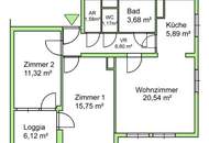 Südlich ausgerichtete 3-Zimmer-Wohnung mit Loggia und Carport im Zentrum