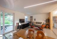 Architektenwohnung in Gersthof – 3 Zimmer im 1. Stock mit eigenem Garten, Terrasse und Loggia, Lift, offener Kamin, hochwertigster Ausstattung