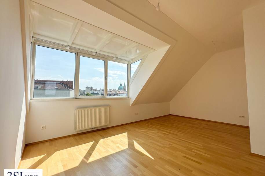Hell, klimatisiert, großzügig - 2-Zimmer-Dachgeschosstraum in ruhiger Seitenstraße des 10. Bezirks - mit allgemeiner Dachterrasse, Wohnung-miete, 1.222,29,€, 1100 Wien 10., Favoriten