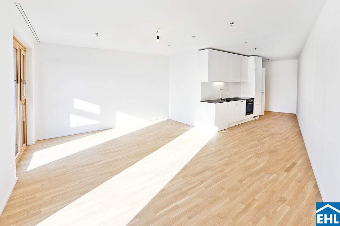 Sonnwendviertel: 1-Zimmer-Wohnung mit Balkon im 17. OG – Fitnessraum, Co-Working & Rooftop-Terrasse inklusive!