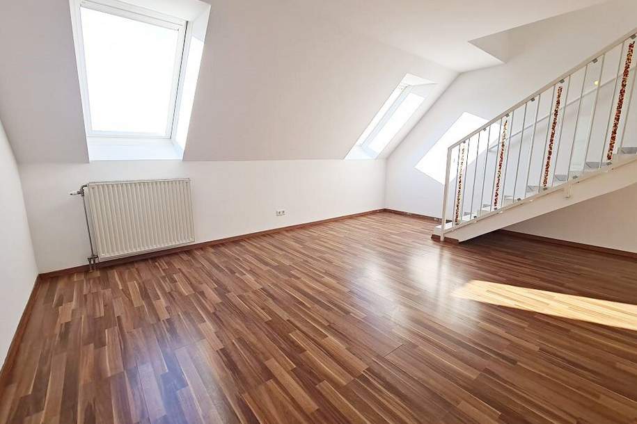 U3-NÄHE, DACHGESCHOSS, sonnige 55 m2 Maisonette, 2 Zimmer, Kochnische, Duschbad, Ruhelage, Meiselstraße, Wohnung-miete, 825,79,€, 1150 Wien 15., Rudolfsheim-Fünfhaus