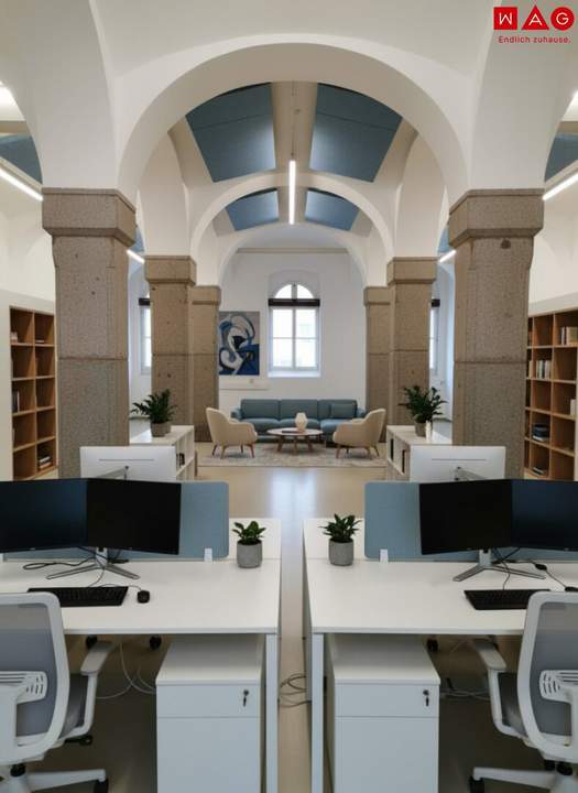 DRAGONER HÖFE: Büro-/Atelier-/Ordi-/Geschäftsfläche exklusiv u. einzigartig - Gewölbe, Granitsäulen, beeindruckende Raumhöhe...- weitreichender Gestaltungsfreiraum in historischen Gemäuern - optionale Lagerfläche mit 27 m²