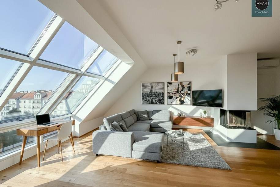 Klimatisierte Dachgeschoss Maisonette mit 2 Terrassen und Kamin nahe Uno City!, Wohnung-kauf, 890.000,€, 1020 Wien 2., Leopoldstadt