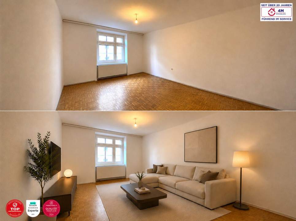 Drei Zimmer Wohnung-Hell-Klar-Altbau