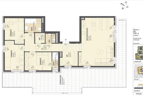 KREMSER WOHNDOMIZIL4Zi- 104qm- Penthouse-Eigentum Lift, Tiefgarage, in beliebter Grünruhelage, Wohnung-kauf, 265.000,€, 3500 Krems an der Donau(Stadt)