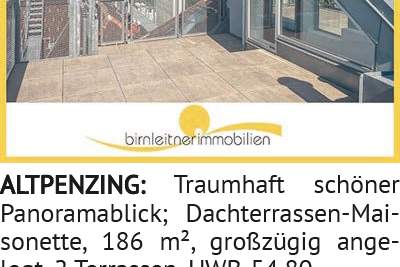Traumhaft schöner Panoramablick, Dachterrassen-Maisonette, 186 m², großzügig angelegt, 2 Terras, Wohnung-kauf, 1140 Wien 14., Penzing