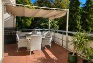 MITTEN IN BRUCK. TERRASSE IM GRÜNEN.