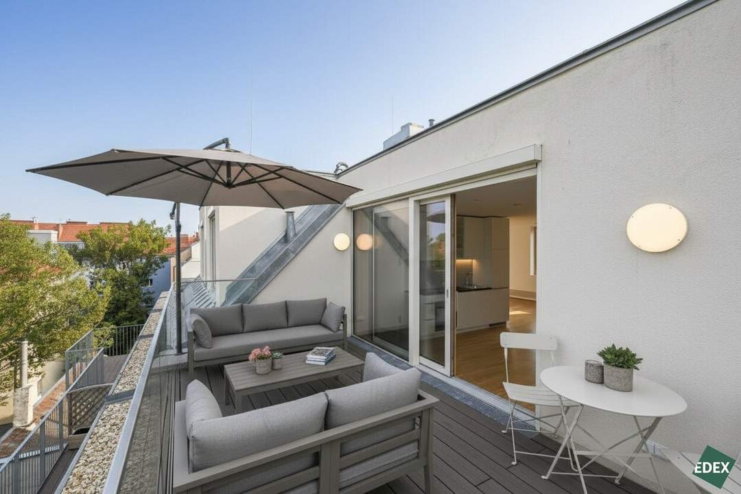 Sandleiten 64 | Klimatisierte 2-Zimmer-Dachgeschosswohnung mit Terrasse in Hofruhelage