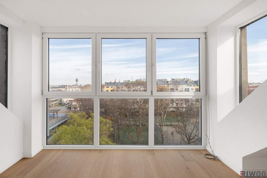 LOFT STYLE + PARK VIEW // ERSTBEZUG // DACHGESCHOSSWOHNUNG MIT 33,50m² TERRASSE + MODERNE MARKENKÜCHE MIT GERÄTEN // ERLACHPARK, Wohnung-kauf, 449.000,€, 1100 Wien 10., Favoriten