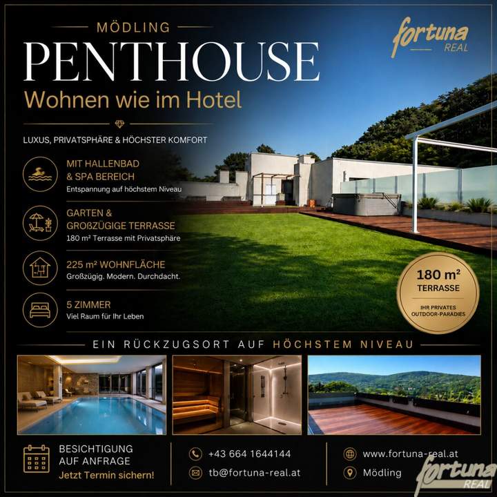 Exklusives Penthouse mit Hotelambiente – Hallenbad, Spa-Bereich, Partykeller und uneinsehbarer Dachterrasse