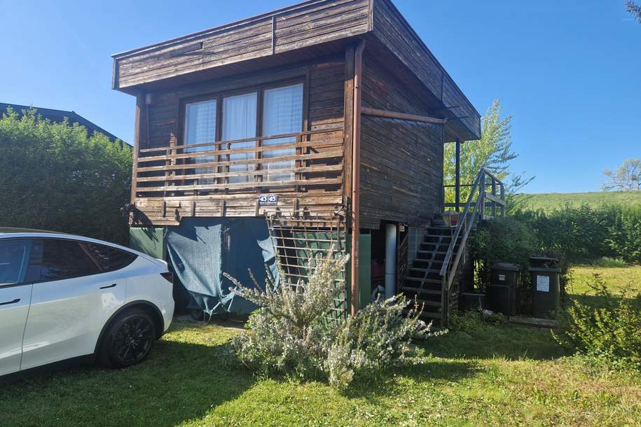 ZWEITWOHNSITZ ODER KLEINES KNUSPERHÄUSCHEN FÜR EIN BIS ZWEI PERSONEN IN SCHÖNSTER GRÜN- UND RUHELAGE IN LANGENLEBARN AN DER DONAU AUF PACHTGRUND, Haus-kauf, 75.000,€, 3425 Tulln