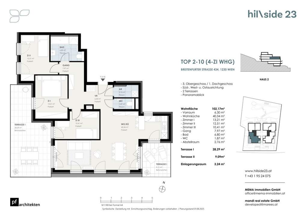 Familienhit! Lichtdurchflutete 4-Zimmer-Dachgeschosswohnung mit zwei Terrassen zu verkaufen!