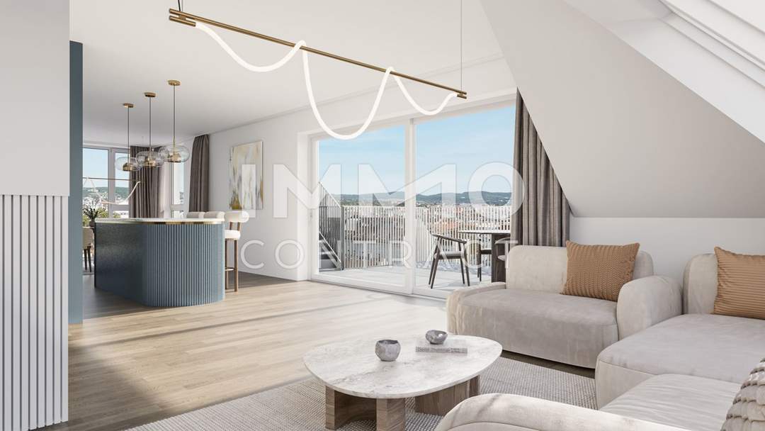 Licht- und sonnendurchflutetes Penthouse mit 65 qm Dachterrasse (Neubau, Erstbezug)