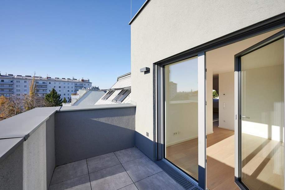 4-Zimmer-Dachgeschosswohnung mit Terrasse in idyllischer Grünlage nahe Donau - ERSTBEZUG!, Wohnung-kauf, 699.900,€, 1220 Wien 22., Donaustadt