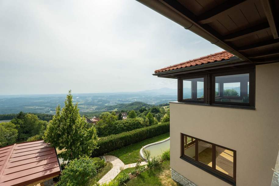 Italienischer Flair am Kulm – ästhetisches Eck-Toskana-Haus mit unverbaubarer Fernsicht in absoluter Ruhelage mit Ganztagssonne., Haus-kauf, 879.000,€, 8182 Weiz