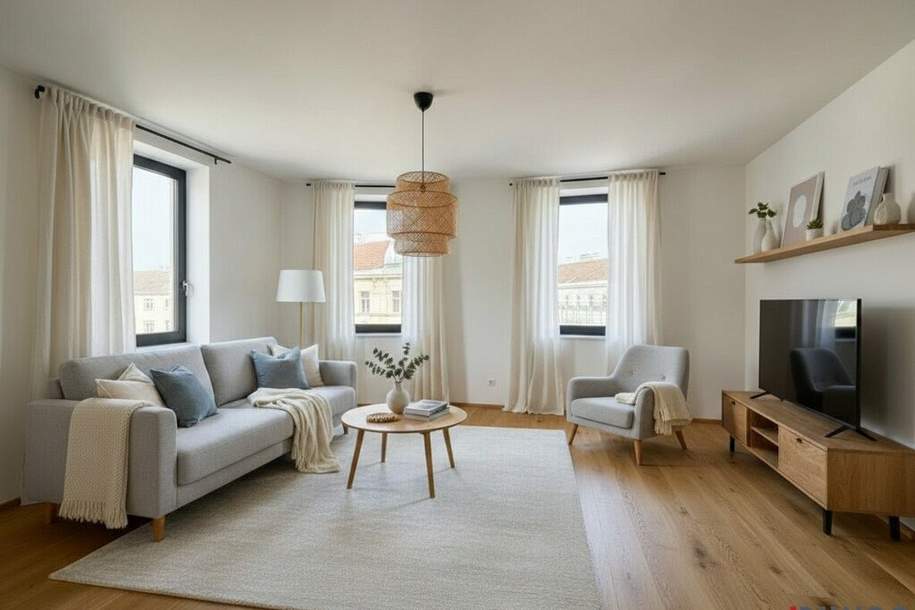 3-Zimmer Altbauwohnung mit geräumiger Wohnküche und großzügiger Verglasung | Fernwärme, Wohnung-kauf, 540.000,€, 1150 Wien 15., Rudolfsheim-Fünfhaus