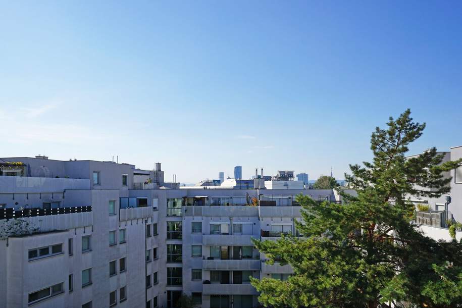 Ausblick bis Donauturm und DC Tower - Dachgeschoßwohnung mit Balkon, Wohnung-kauf, 385.800,€, 1220 Wien 22., Donaustadt