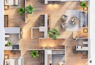 Vier Zimmer im 4. Stock, vier Minuten von der U4. Hofseitige lichtdurchflutete Neubau Dachgeschosswohnung