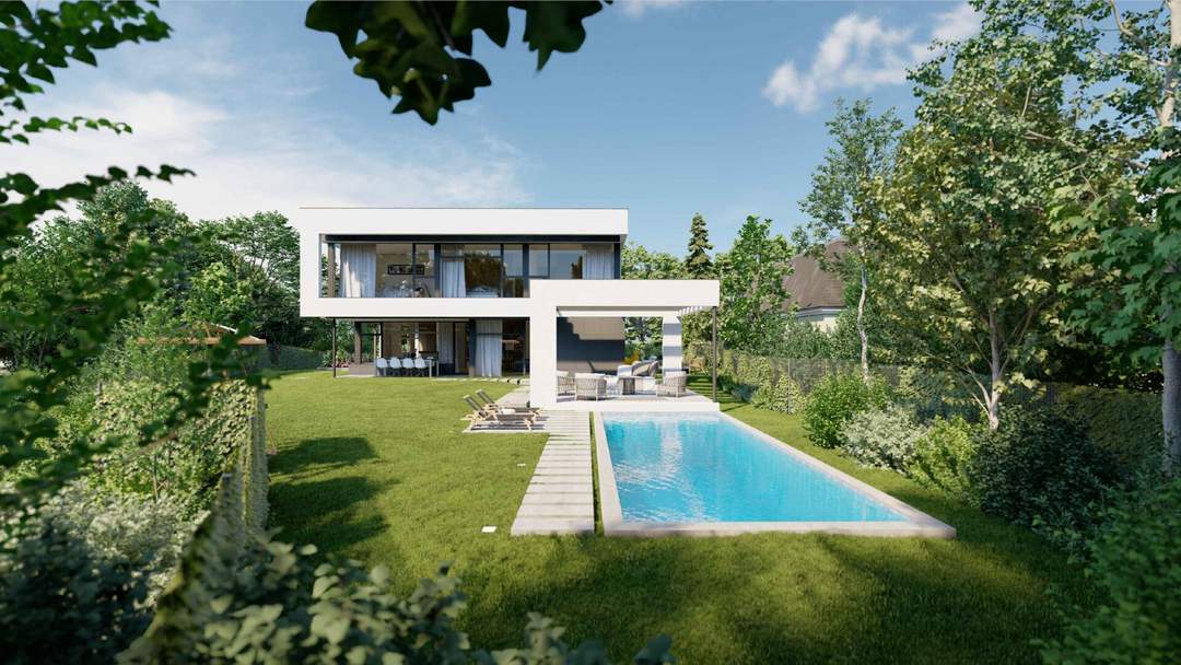 BAUBEWILLIGTES Grundstück in Traumlage Nähe Wien! I Einreichpläne bereits vorhanden I Villa mit 5 Zimmern möglich I Pool und Sauna I Garage