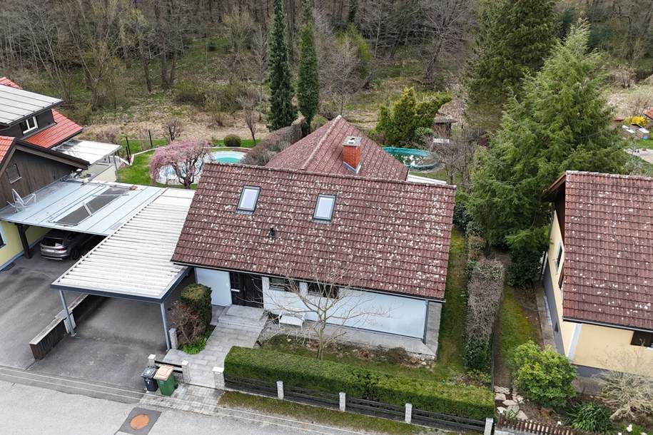 Einfamilienhaus in toller Lage! Völlig unterkellert, Doppel-Carport, schöner Garten mit Pool!, Haus-kauf, 448.000,€, 8075 Graz-Umgebung