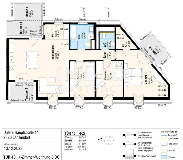 Dachgeschoßwohnung Terrasse und Balkon