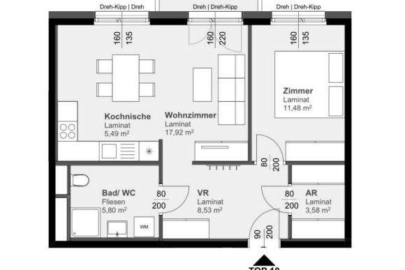 Großzügige 2-Zimmerwohnung mit Balkon, Wohnung-miete, 587,97,€, 8020 Graz(Stadt)