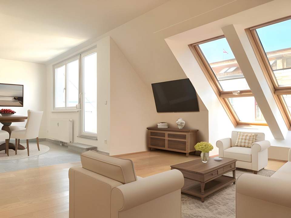 Sonnige 3-Zimmer DG-Wohnung mit Terrasse und inkl. Tiefgaragenstellplatz nahe U6/Burggasse!