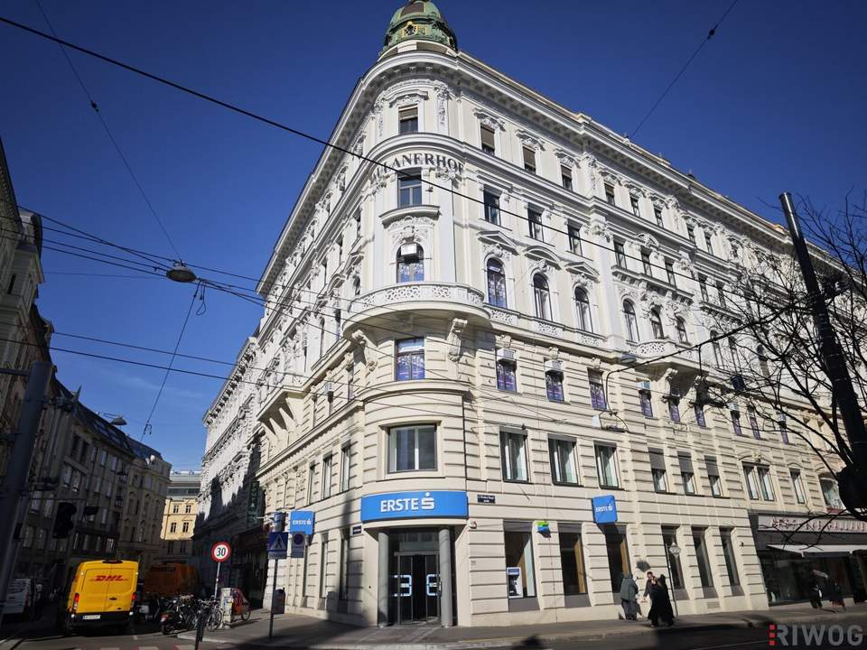 Stilaltbaubüro mit 45m² Salon | Nähe Naschmarkt und 1. Bezirk | unbefristet | sehr hell im 4. Liftstock | Wohn- und Bürokombination möglich