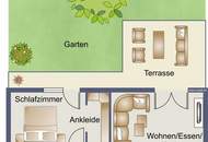 Erstbezug: 2 Zimmer mit Garten, moderner Küche und Carport