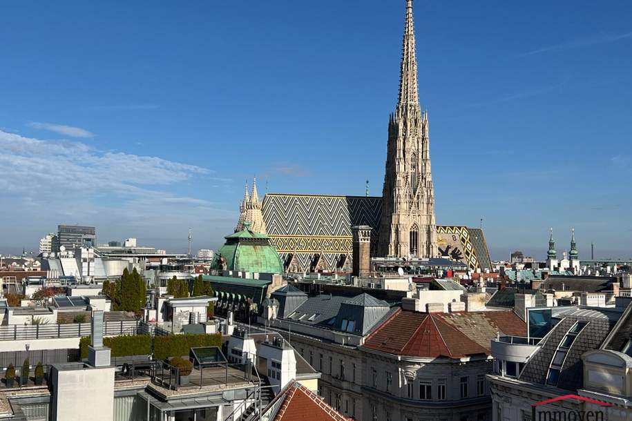 Moderne Maisonettewohnung im Dachgeschoss mit großer Terrasse und einzigartigem Ausblick auf den Stephansplatz, Wohnung-miete, 4.995,00,€, 1010 Wien 1., Innere Stadt