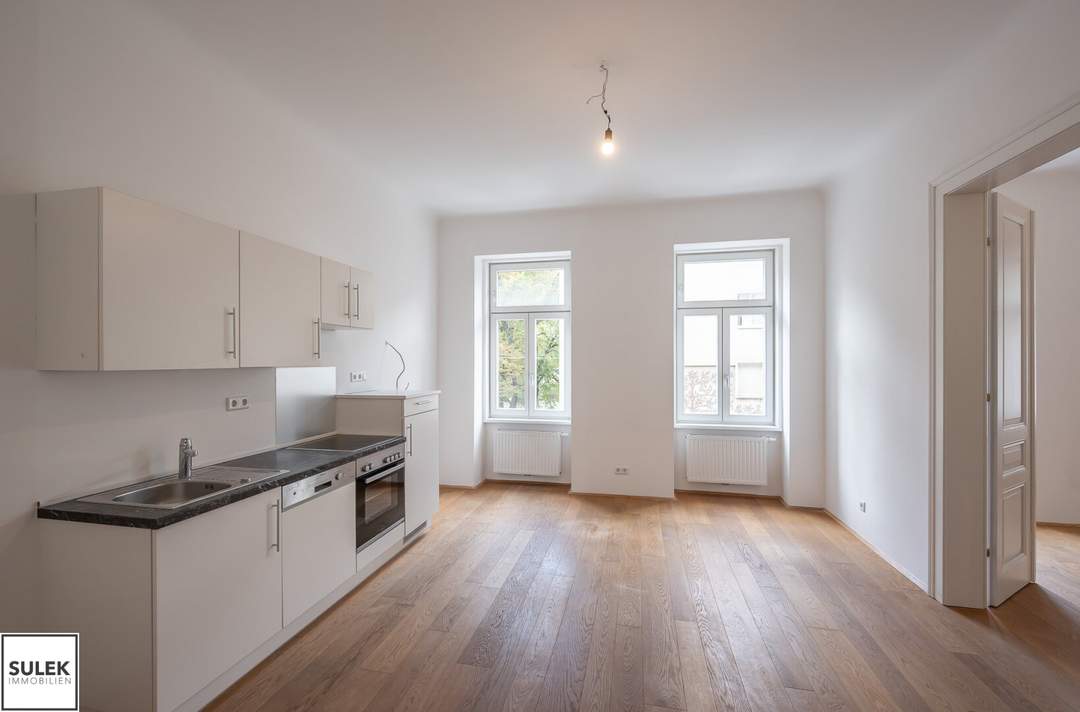 Altbauwohnung mit Wohnküche und 1 Schlafzimmer | U1 Anbindung | unbefristet | ab sofort mieten | Top 13-14