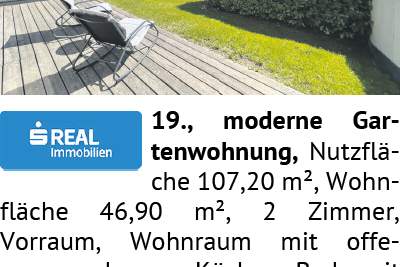 moderne Gartenwohnung, Nutzfläche 107,20 m², Wohnfläche 46,90 m², 2 Zimmer, Vorraum, Wohnr, Wohnung-kauf, 399.000,€, 1190 Wien 19., Döbling