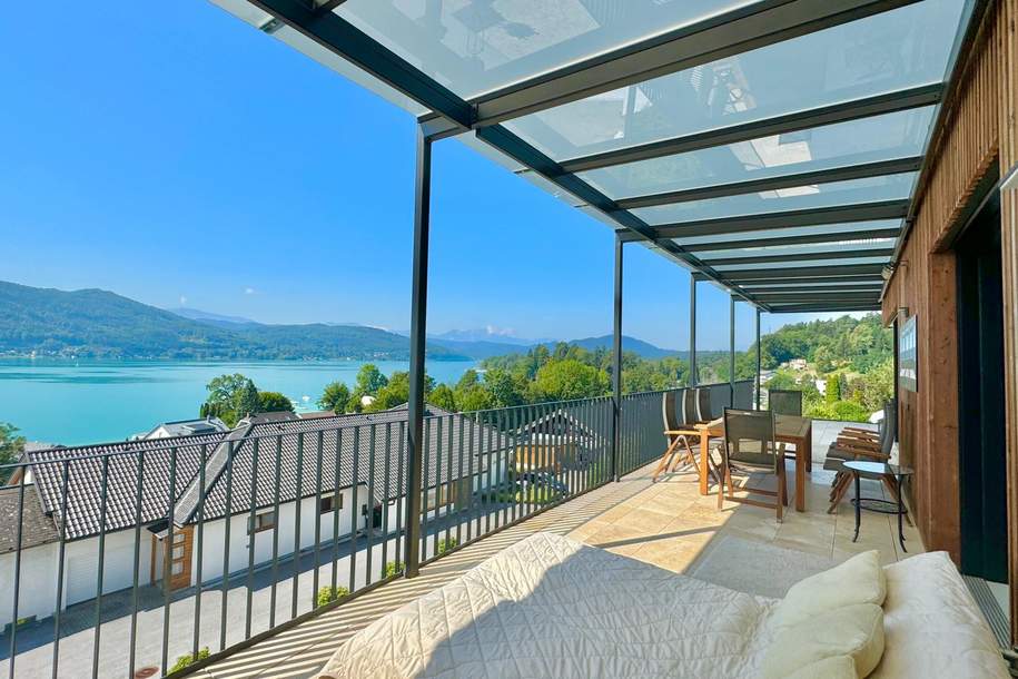 Wörthersee-Nordufer: DREAM VIEW Penthouse - sensationelle Aussicht, 2XL Garagen, Sauna, Pool, Wohnung-kauf, 1.590.000,€, 9201 Klagenfurt Land