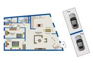 Mitten im Ortskern: Liebevoll renovierte 3-Zimmer-Wohnung mit 2 Parkplätze und barrierefreien Zugang