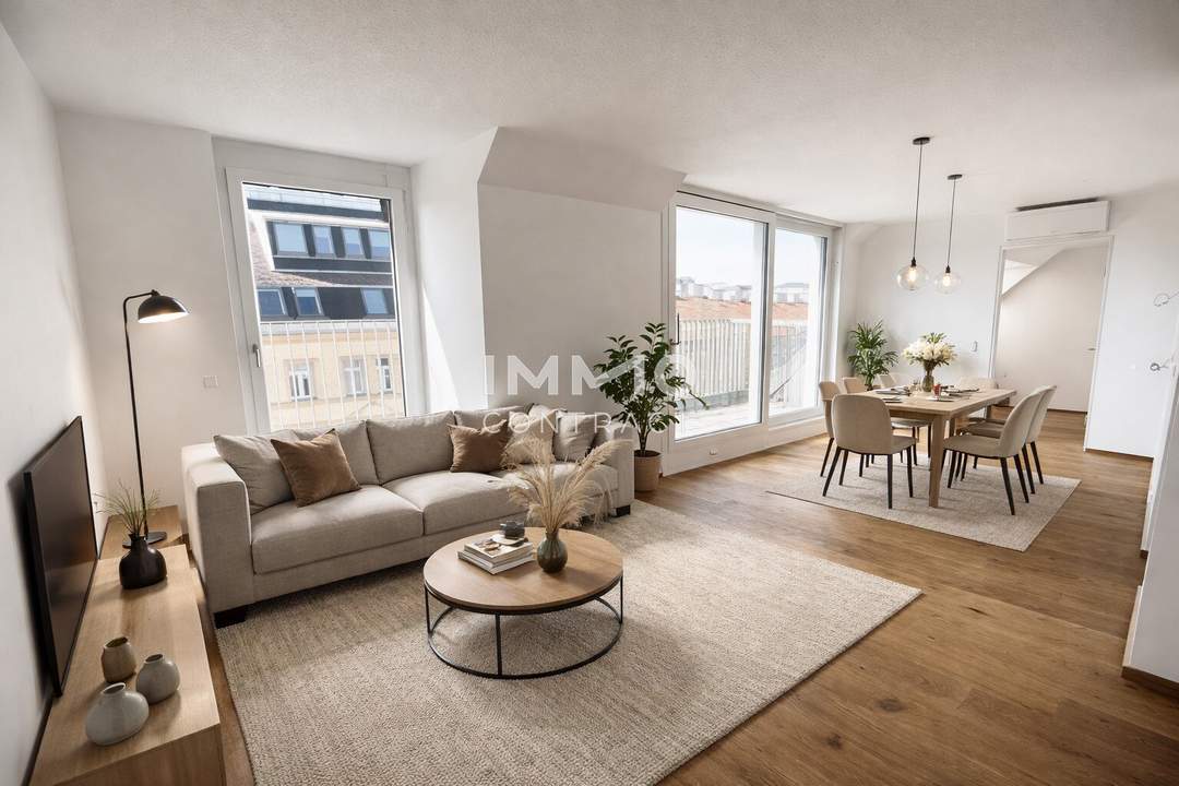 Erstbezug im DG: 2 Zimmer mit 10 m² Terrasse nahe U4