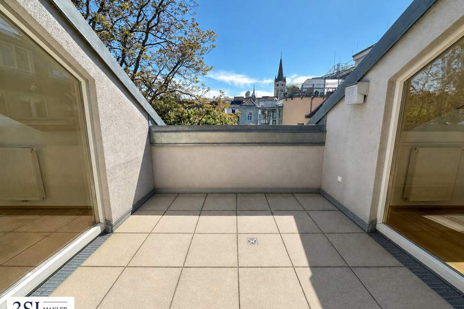 Sonnige Dachterrasse, Hohe Räume, Smarte Raumaufteilung – Elegante Dachgeschosswohnung im 3. Bezirk, Wohnung-kauf, 559.000,€, 1030 Wien 3., Landstraße