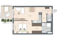 Moderne 2-Zimmer-Neubauwohnung mit Freifläche, Kellerabteil, Fitnessraum und Dachgarten