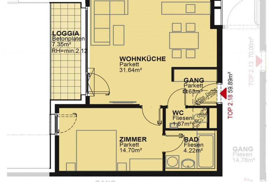 Neubau 2-Zimmer-Erstbezugswohnung inkl hochwertige Markenküche, Loggia Außenfläche und Kellerabteil / MAX4 T2-18, Wohnung-miete, 999,00,€, 1210 Wien 21., Floridsdorf