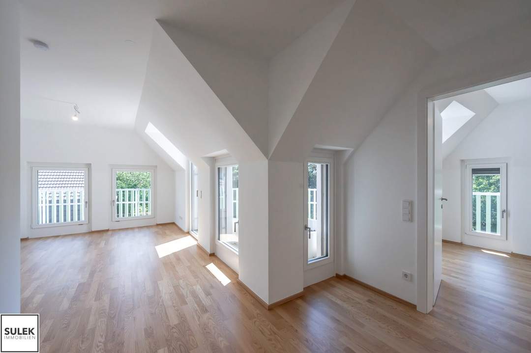 Erstbezug nahe U4 in Grünlage: klimatisierte 3 Zimmer DG-Wohnung mit Süd-Ost-Balkon | Rondelle XIV - Top 12