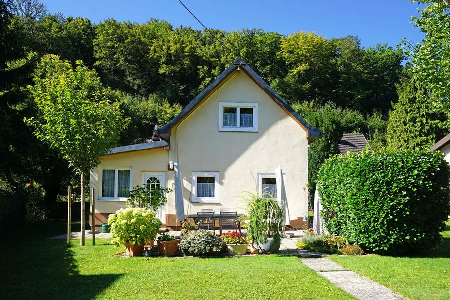 Reizvolles Holzhaus (gedämmt, verputzt) in ruhiger, naturnaher Lage - Neubaupotenzial!, Haus-kauf, 590.000,€, 1140 Wien 14., Penzing