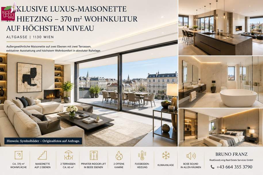 Exklusive Luxus-Maisonette zur Miete – 370 m² hochwertig möblierte Wohnkultur auf höchstem Niveau in Hietzing mit 2 Garagenstellplätze, Wohnung-miete, 9.100,00,€, 1130 Wien 13., Hietzing