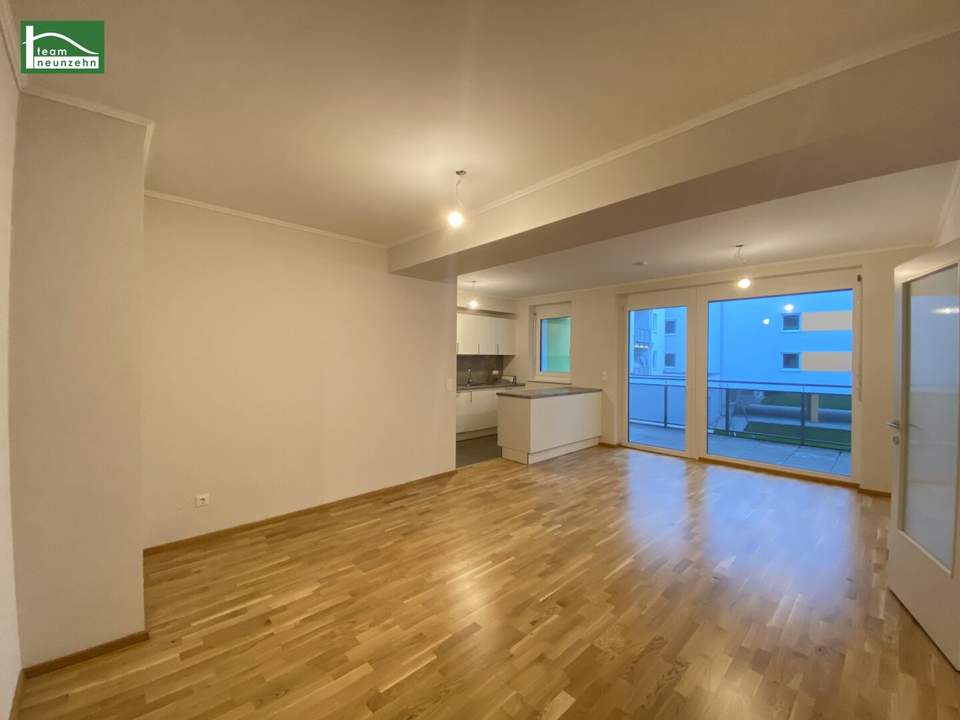 Wohnen im Mautner-Markhof in Gehweite der S-Bahn S7 Kaiserebersdorf - Innenhofausrichtung mit großer Loggia, Einbauküche und luxuriösem Bad! GEMEINSCHAFTLICHE DACHTERRASSE!