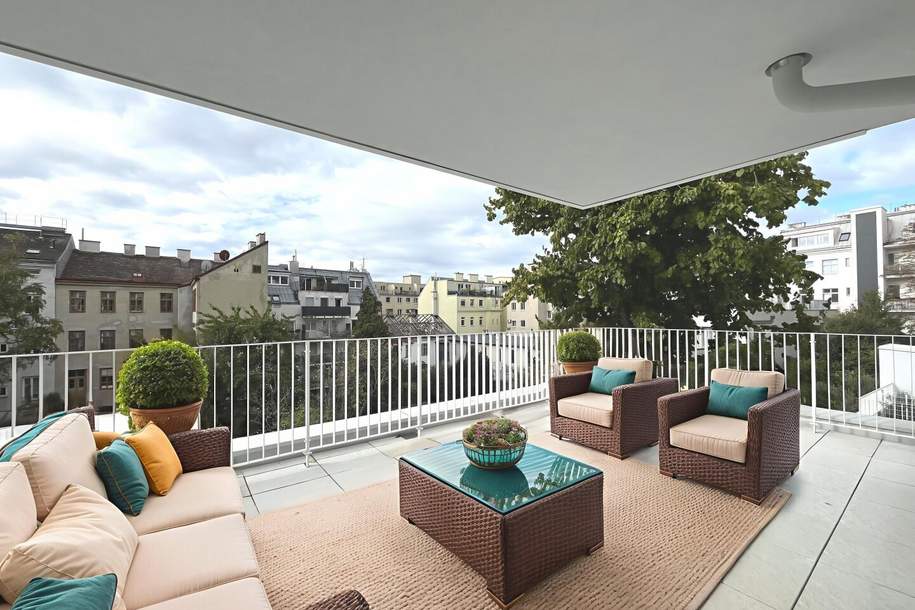 TERRASSENTRAUM! Topmoderne 2-Zimmer Wohnung mit grosser S/W-Terrasse und Garagenplatz, 1180!, Wohnung-miete, 1.350,00,€, 1180 Wien 18., Währing