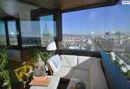 Sky High Living: 2-Zimmer Wohnung mit ganzjährig nutzbarer Loggia und atemberaubendem Wien-Panorama im 9. Stock! High-End Ausstattung!