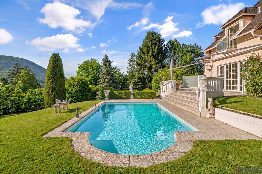 Private Estate Villa mit Fernblick | Privatwald | Virtual Tour | 4.200m2 Garten | 25 min. in den 1. Bezirk | Pool &amp; Sauna, Haus-kauf, 3.000.000,€, 2371 Mödling