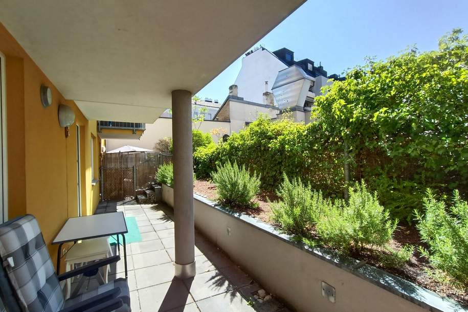 modern, hell, ruhig: 2 Zimmer + Terrasse + Eigengarten hofseitig + Garagenplatz + zentrale Lage in Meidling, Wohnung-kauf, 260.000,€, 1120 Wien 12., Meidling